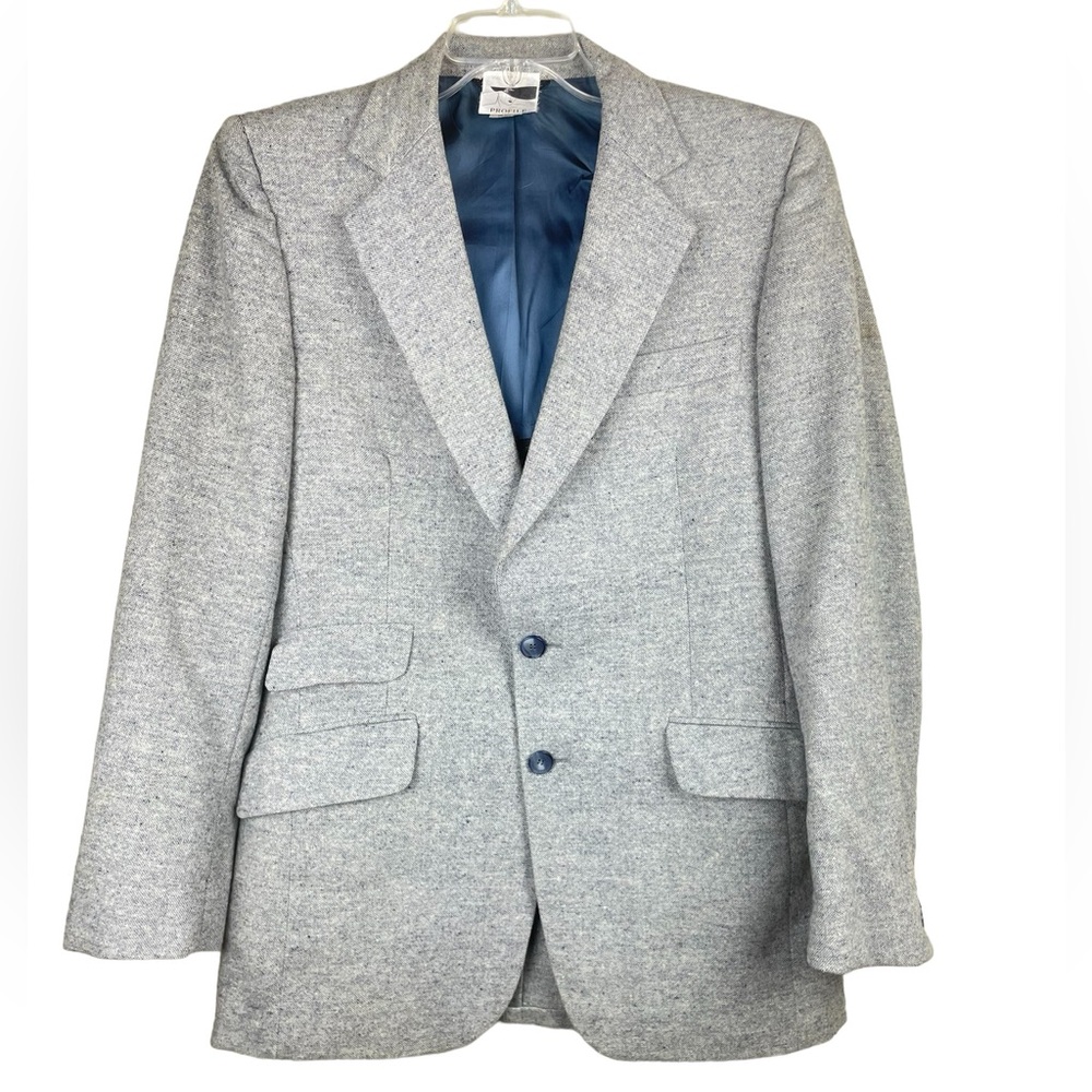 Vintage Profile Oversized Wool Blend Blue Whir Jacket One Size
